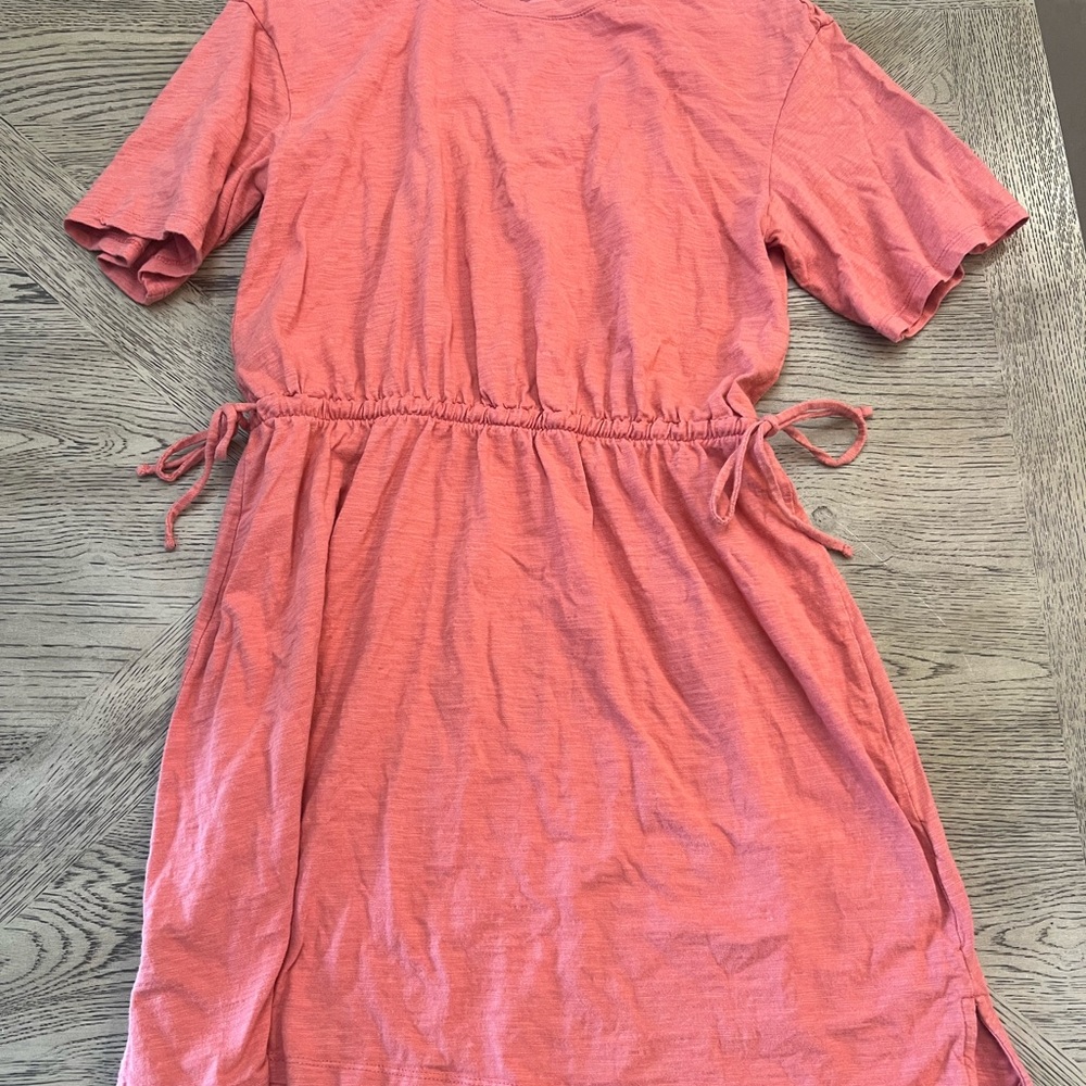 Casual Coral Drawstring Dress
